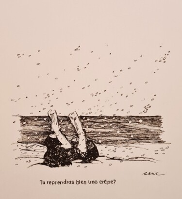 Zeichnungen mit dem Titel "Bretagne 13/01/23" von Karl Robial, Original-Kunstwerk, Tinte