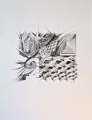 Desenho intitulada "Architecture" por Karl Robial, Obras de arte originais, Tinta