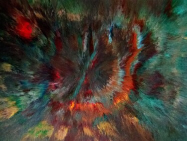 Peinture intitulée "Éruption multicolor…" par Robin Dubois (le CHAT), Œuvre d'art originale, Acrylique Monté sur Châssis en…