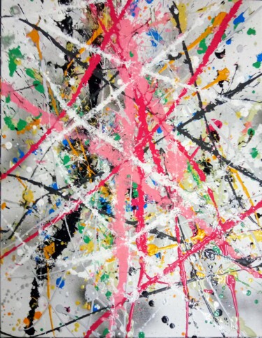 Картина под названием "Abstrait 2" - Robin Dubois (le CHAT), Подлинное произведение искусства, Акрил Установлен на Деревянна…
