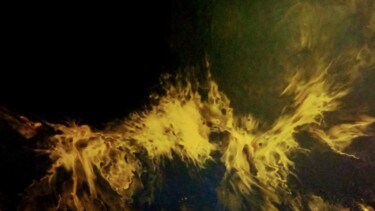 Malerei mit dem Titel "La naissance du phé…" von Robin Dubois (le CHAT), Original-Kunstwerk, Acryl Auf Keilrahmen aus Holz m…