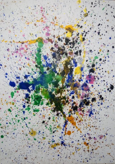 Картина под названием "Abstrait 3" - Robin Dubois (le CHAT), Подлинное произведение искусства, Акрил Установлен на Деревянна…