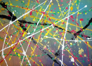 제목이 "Abstrait 4"인 미술작품 Robin Dubois (le CHAT)로, 원작, 아크릴 나무 들것 프레임에 장착됨