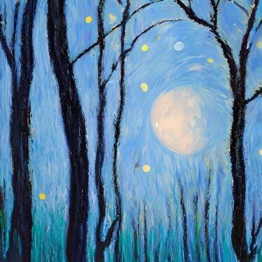 Dibujo titulada "Moonlight" por Robin Fadel, Obra de arte original, Pastel
