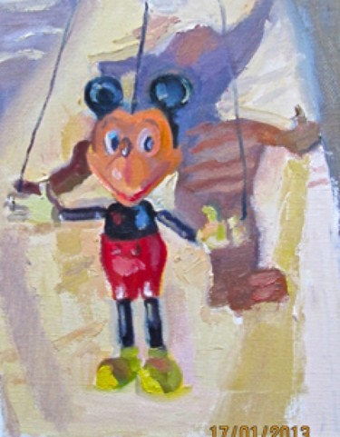Painting titled "Mickey Mouse" by Robin Frey, Original Artwork, Oil