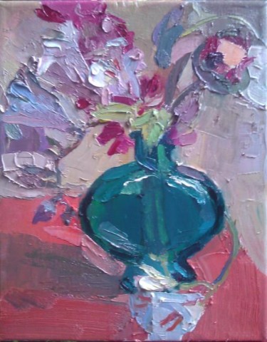 Painting titled "Flowers" by Robin Frey, Original Artwork, Oil