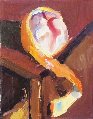 Painting titled "Peeled Orange" by Robin Frey, Original Artwork, Oil