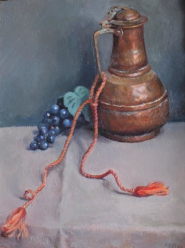 Malerei mit dem Titel "Morrocan Jug with g…" von Robin Frey, Original-Kunstwerk, Öl