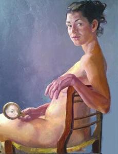 Malerei mit dem Titel "Looking" von Robin Frey, Original-Kunstwerk, Öl