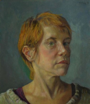 Painting titled "Self portrait" by Robin Frey, Original Artwork, Oil