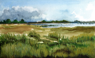 Peinture intitulée "Golfe du Morbihan,…" par Robin Pimienta, Œuvre d'art originale, Aquarelle