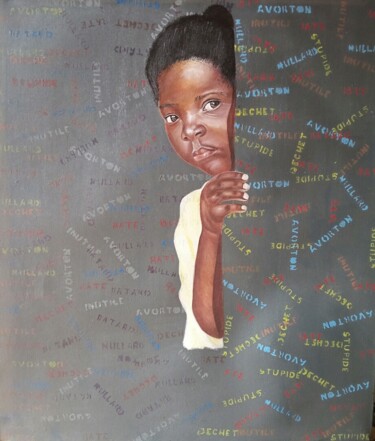 Картина под названием "Abri" - Robinson Kouam, Подлинное произведение искусства, Акрил Установлен на Деревянная рама для нос…