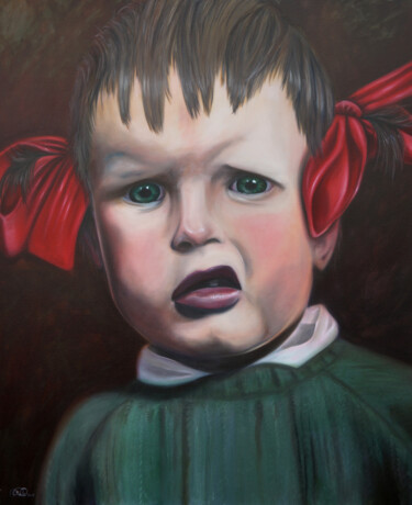Painting titled "Disgust (Girl with…" by Robo Spitters, Original Artwork, Oil