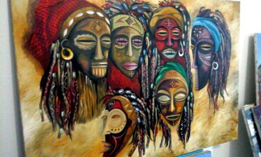 Pintura titulada "mascaras" por Robson Matias, Obra de arte original, Oleo