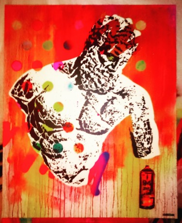 Painting titled "Zeus can spray" by Ardo, Original Artwork, Acrylic Mounted on Wood Stretcher frame