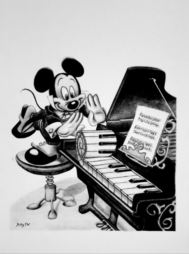 Desenho intitulada "Topolino al pianofo…" por Roby Bí, Obras de arte originais, Lápis