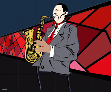 Malerei mit dem Titel "Jazz au Metro" von Roby Marelly, Original-Kunstwerk