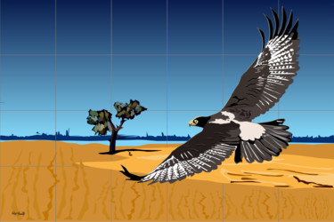 Peinture intitulée "Eagle desert" par Roby Marelly, Œuvre d'art originale