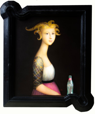 Schilderij getiteld "Nobildonna con Coca…" door Alfonso Rocchi, Origineel Kunstwerk, Olie