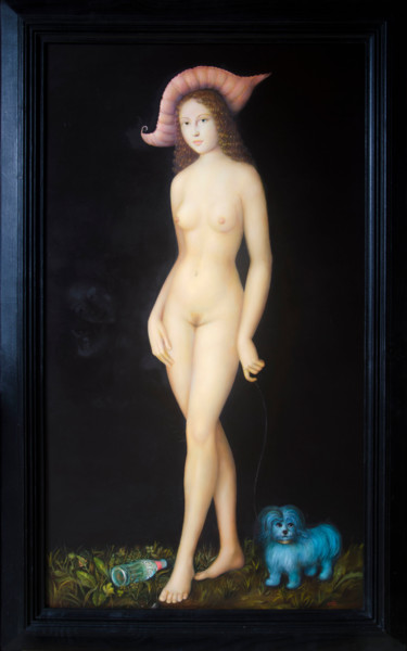 Schilderij getiteld "Nudo di fanciulla c…" door Alfonso Rocchi, Origineel Kunstwerk, Olie