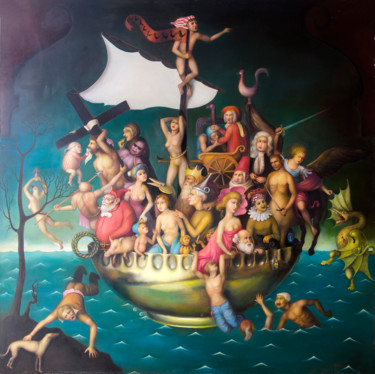 Painting titled "Voyages Selon Gulli…" by Alfonso Rocchi, Original Artwork, Oil