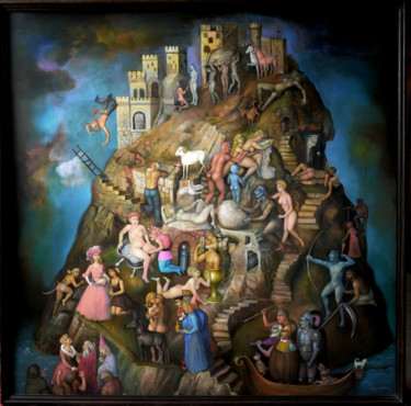 Картина под названием "Babel tower" - Alfonso Rocchi, Подлинное произведение искусства, Масло