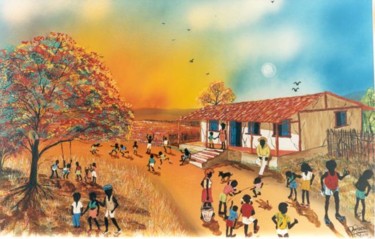 Pintura intitulada "As crianças tinham…" por Rocha Maia, Obras de arte originais