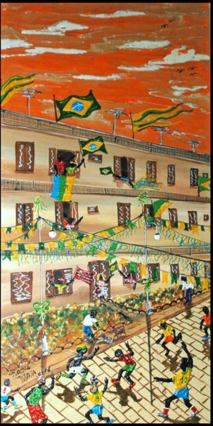 Pintura intitulada "Torcendo pelo Brasil" por Rocha Maia, Obras de arte originais, Óleo
