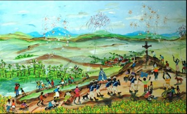 Pintura intitulada "Peregrinação de N.S…" por Rocha Maia, Obras de arte originais, Óleo