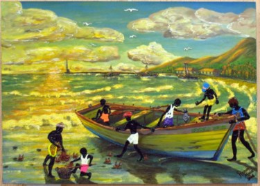 Painting titled "Os heróicos marinhe…" by Rocha Maia, Original Artwork, Oil