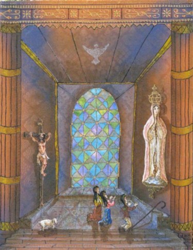 Pintura intitulada "Nossa Senhora de Fá…" por Rocha Maia, Obras de arte originais, Óleo