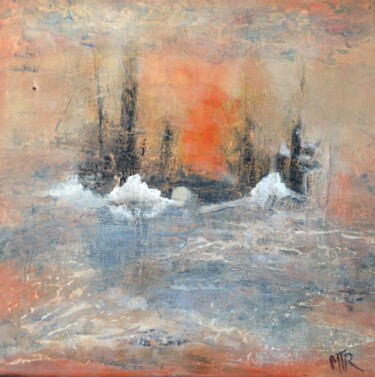 Painting titled "Brumes #artistsuppo…" by Roche Marie T., Original Artwork, Oil Mounted on Wood Stretcher frame