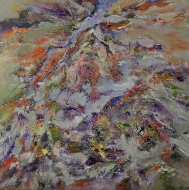 제목이 "En Vol 3"인 미술작품 Roche Marie T.로, 원작, 기름 나무 들것 프레임에 장착됨