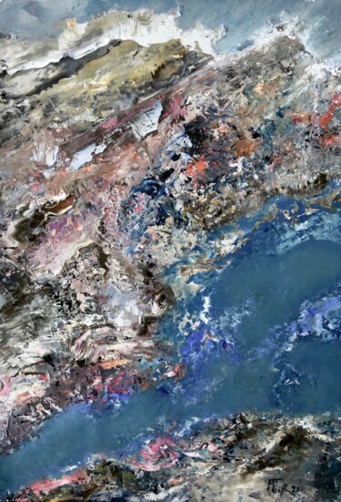 Pittura intitolato "Terra Incognita II" da Roche Marie T., Opera d'arte originale, Inchiostro Montato su Cartone