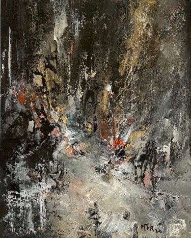 Painting titled "Flood flush" by Roche Marie T., Original Artwork, Oil Mounted on Cardboard