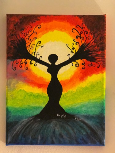 Painting titled "Lady on a Hill" by Rochelle Davis, Original Artwork