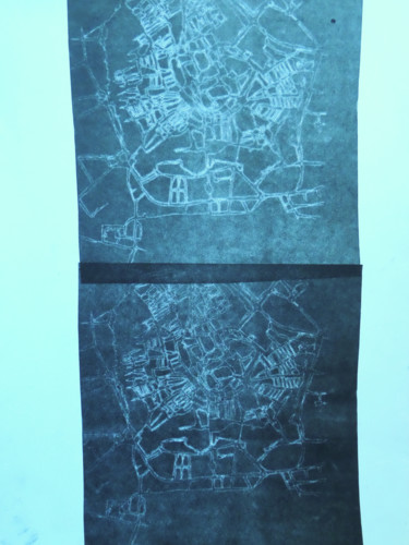 Gravures & estampes intitulée "Map of Évora" par Suzi Silva, Œuvre d'art originale, Eau-forte