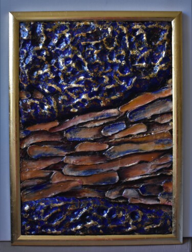 Ζωγραφική με τίτλο "Tempest Touched" από Rockate, Αυθεντικά έργα τέχνης, Γκουάς Τοποθετήθηκε στο Χαρτόνι