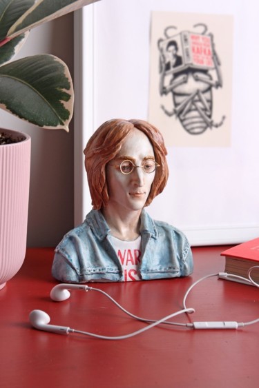 Sculpture titled "Sculpture John Lenn…" by Rock Portraits By Larisa Churkina, Original Artwork, Watercolor