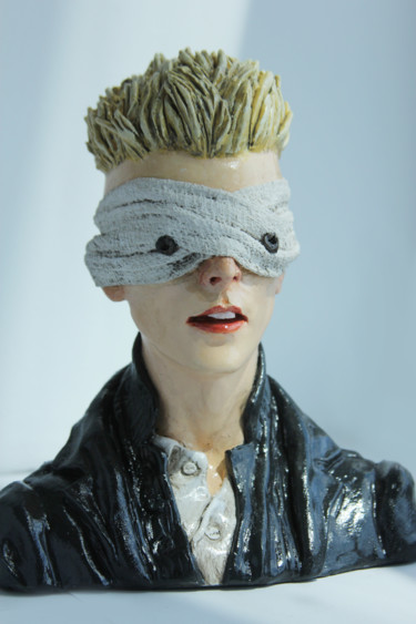 Sculptuur getiteld "David Bowie Black S…" door Rock Portraits By Larisa Churkina, Origineel Kunstwerk, Gietwerk