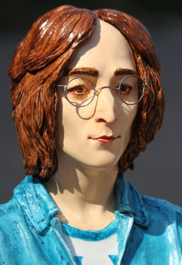 Sculpture titled "John Lennon, dreame…" by Rock Portraits By Larisa Churkina, Original Artwork, Casting