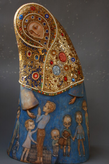 Escultura intitulada "Матушка - Заступница" por Rock Portraits By Larisa Churkina, Obras de arte originais, Mosaico