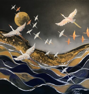 Peinture intitulée "vol de nuit" par Patrice Rodez, Œuvre d'art originale, Acrylique