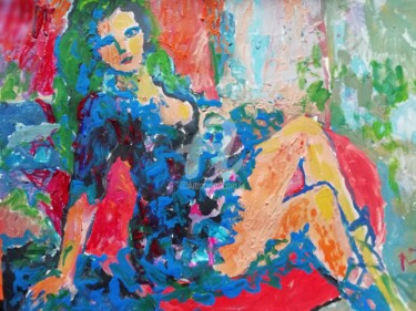 Painting titled "Ballerina Posing in…" by Rodica, Original Artwork, Acrylic