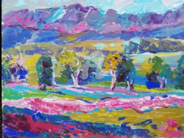 Painting titled "Australische Landsc…" by Rodica, Original Artwork, Acrylic