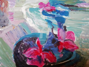 Painting titled "Orchidee Fllowers" by Rodica, Original Artwork