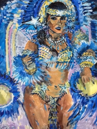 Peinture intitulée "Carnaval in Brazilia" par Rodica, Œuvre d'art originale, Huile