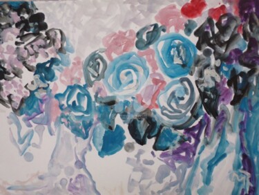 Painting titled "Abstract flowers" by Rodica, Original Artwork, Oil