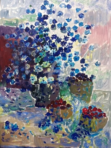 Painting titled "Flowers" by Rodica, Original Artwork, Oil