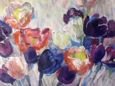Painting titled "Tulip flowers" by Rodica, Original Artwork